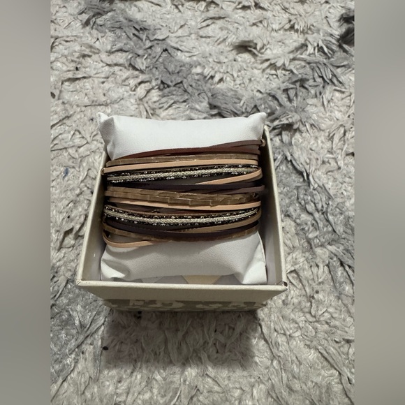 Accessories - Brown and Tan Leather Bracelet Set Saachi